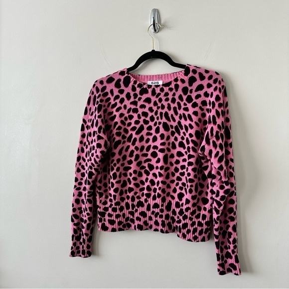 525 America - Hot Pink & Black Animal Print Cotton Sweater (Size:Small) - Picture 5 of 7
